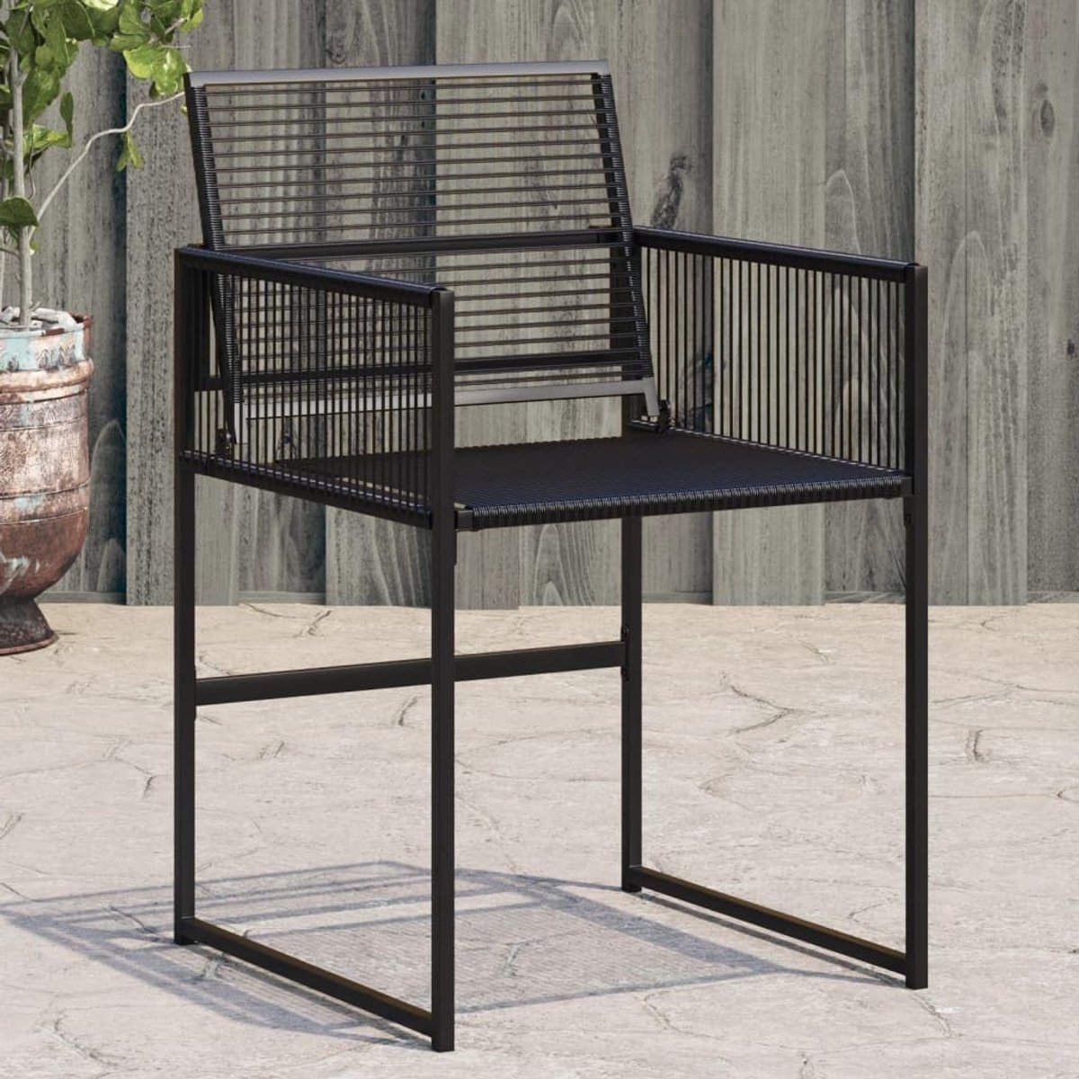 Tuinstoelen, 4 stuks, zwart, polyrotan, tuinstoel, tuinstoel, tuin, eetstoelen, balkonstoelen, stoelset, balkonstoel, tuinmeubelen, terrasstoelen