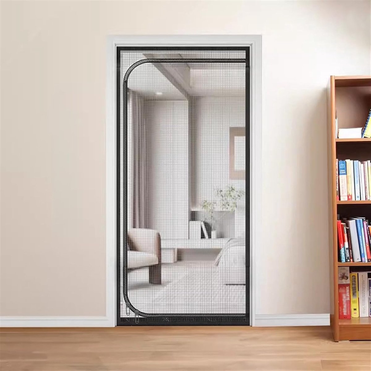 Magnetisch schermdeur 90x220cm - huisdierbestendig gaas - met rits - houdt ongewenste dieren buiten - ShopVlot