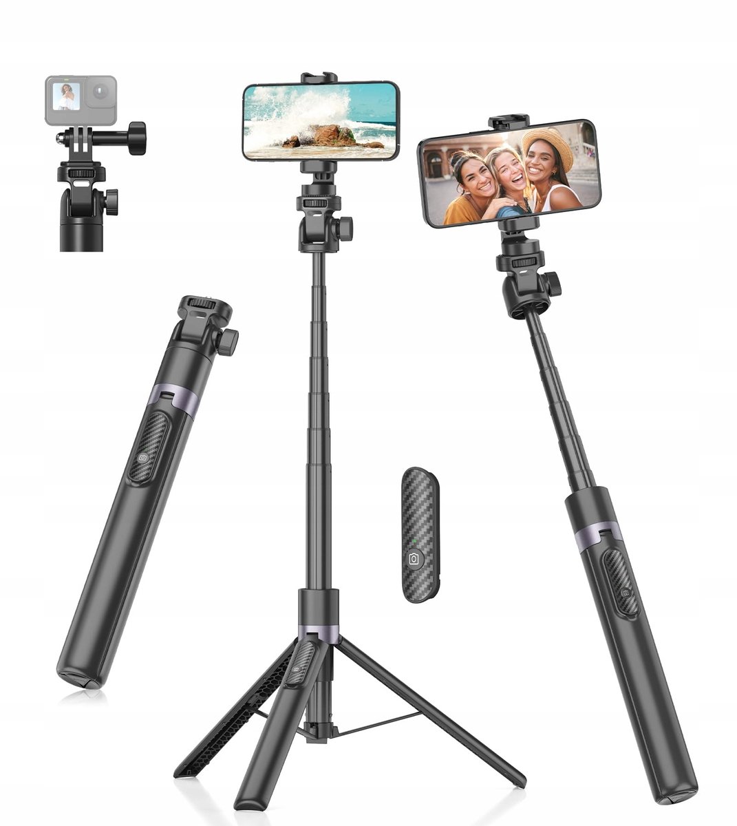 Gahenwo Selfie Statief 173cm met Afstandsbediening voor Telefoon & Camera