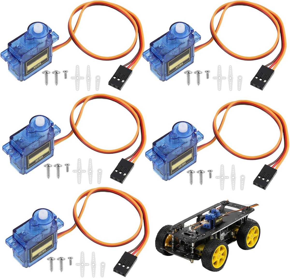 Micro servomotoren SG90 9G - 5 stuks - lichte servomotor - nauwkeurige besturing voor modelbouw - ShopVlot