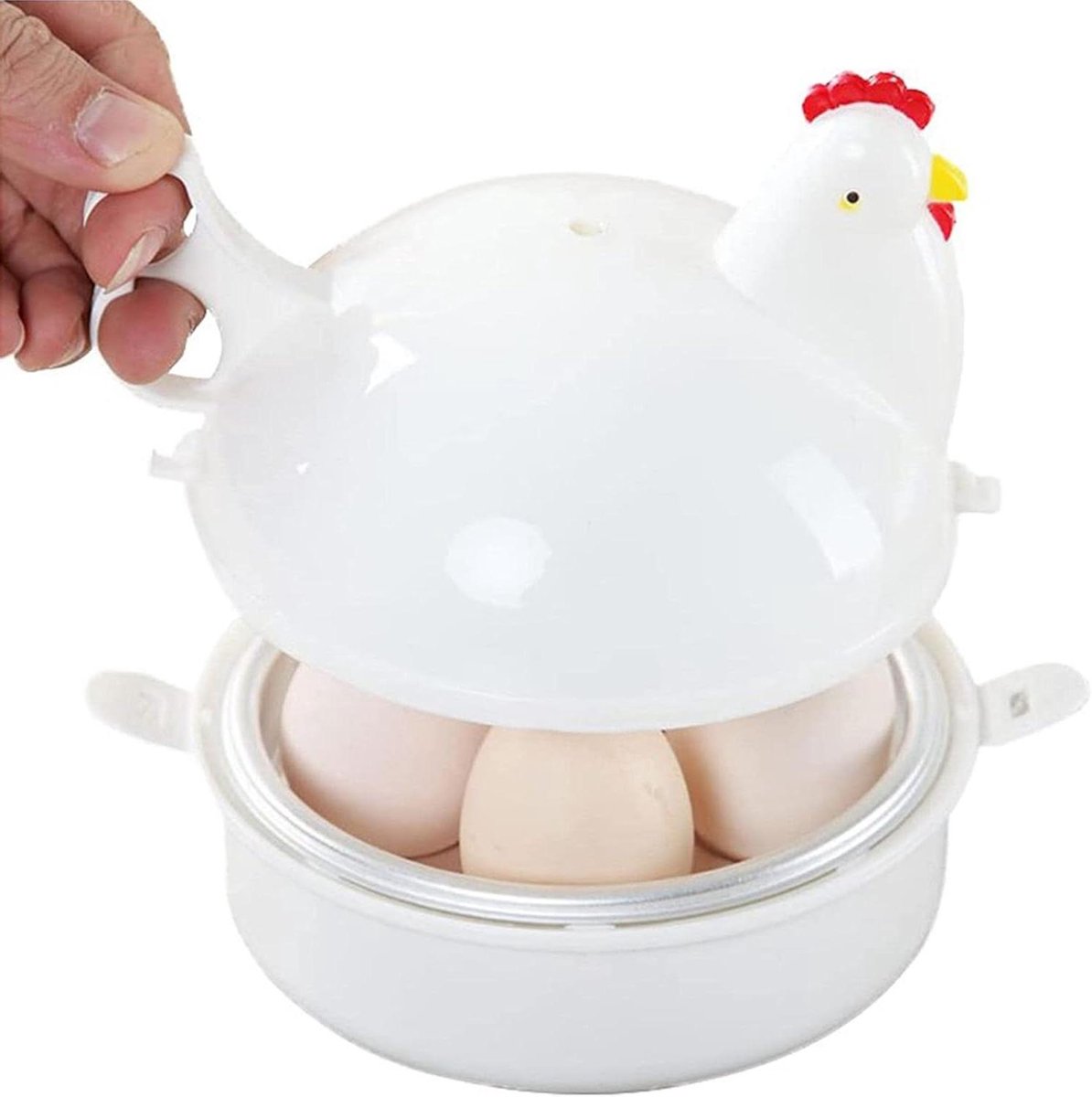 Eierkoker Kippenvorm - Magnetron Eierkoker - Eieren Koken - Compact Ontwerp - 4 Eieren - Meerkleurig