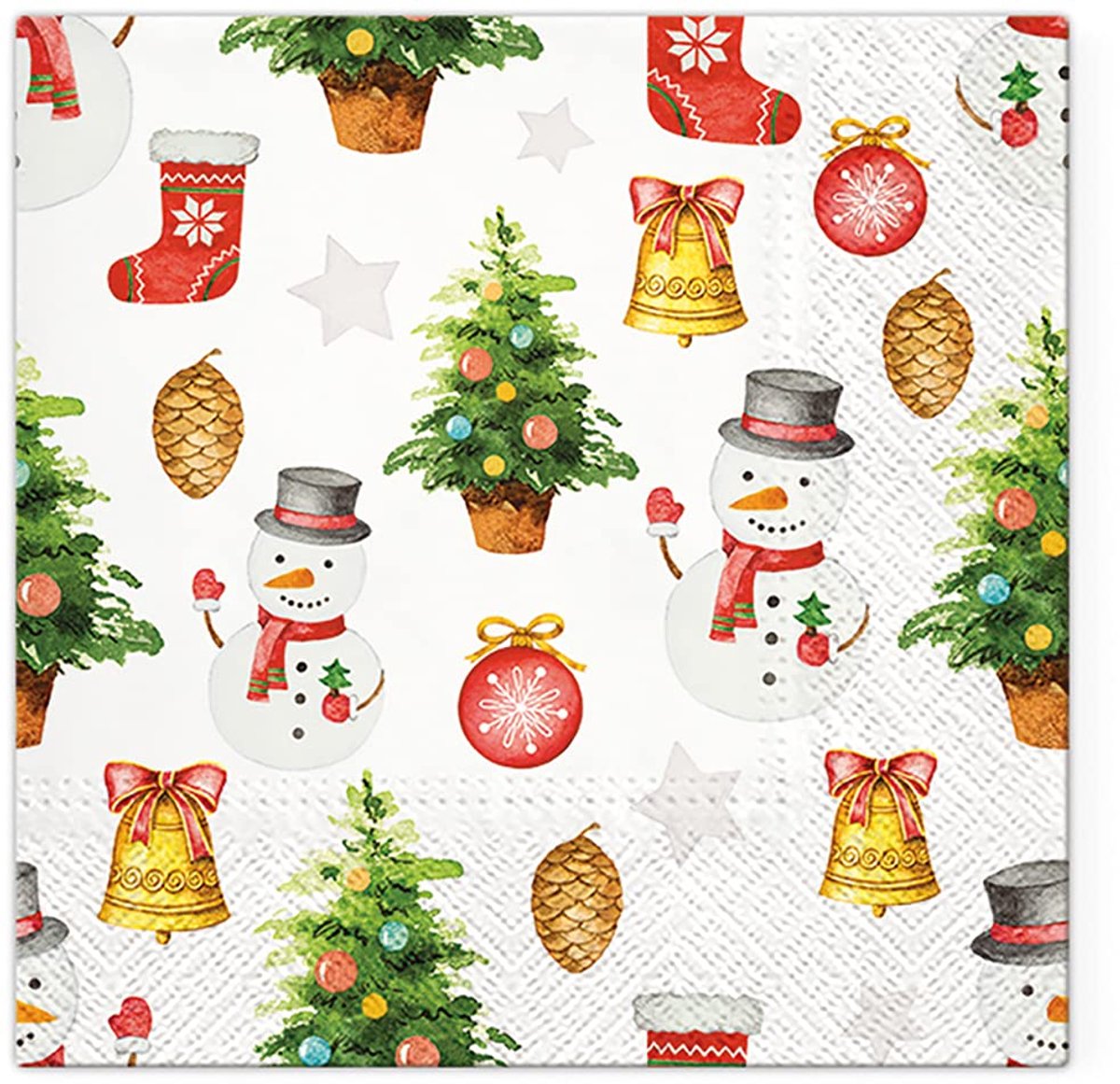 Papieren servetten 33cm x 33cm - sneeuwmannen patroon - 3-laags - perfect voor kerstfeest - ShopVlot