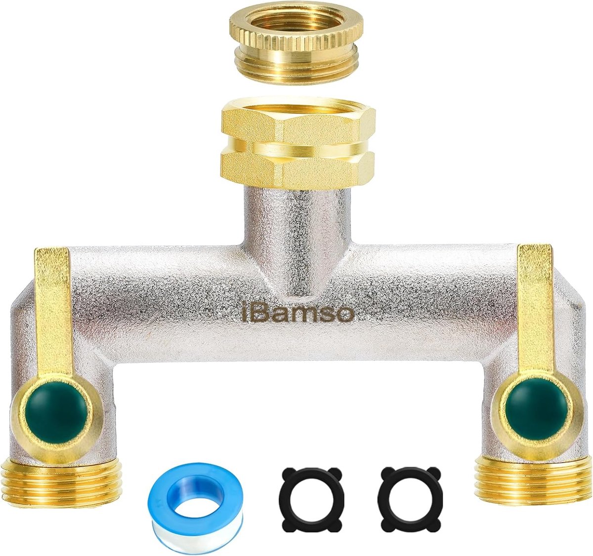 Tuinslang splitter 2 weg - zware kwaliteit messing 3/4 inch - met verlengd metalen handvat - ideaal voor tuin en huis - ShopVlot