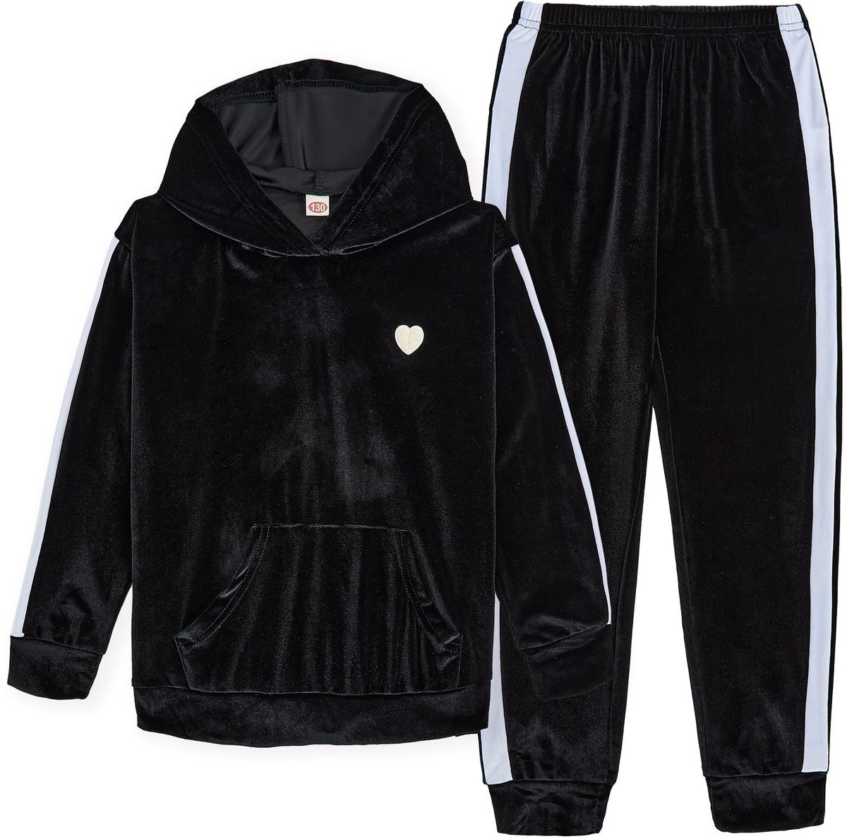 Meisjeskledingset 5-6 jaar - fluweelzacht zwart - 2-delige outfit - comfortabele sportset voor actieve dagen - ShopVlot