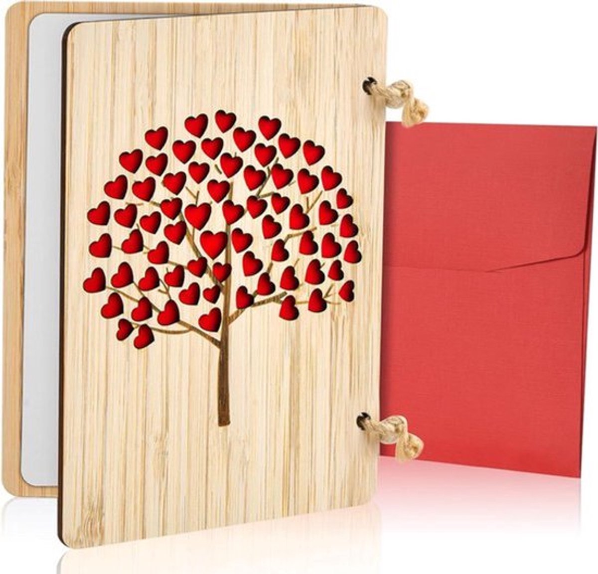 Houten bamboe wenskaart voor aanmoediging - verjaardag, Valentijnsdag, jubileum - cadeau voor vrouw, echtgenoot, vriendin, vriend - boomthema .