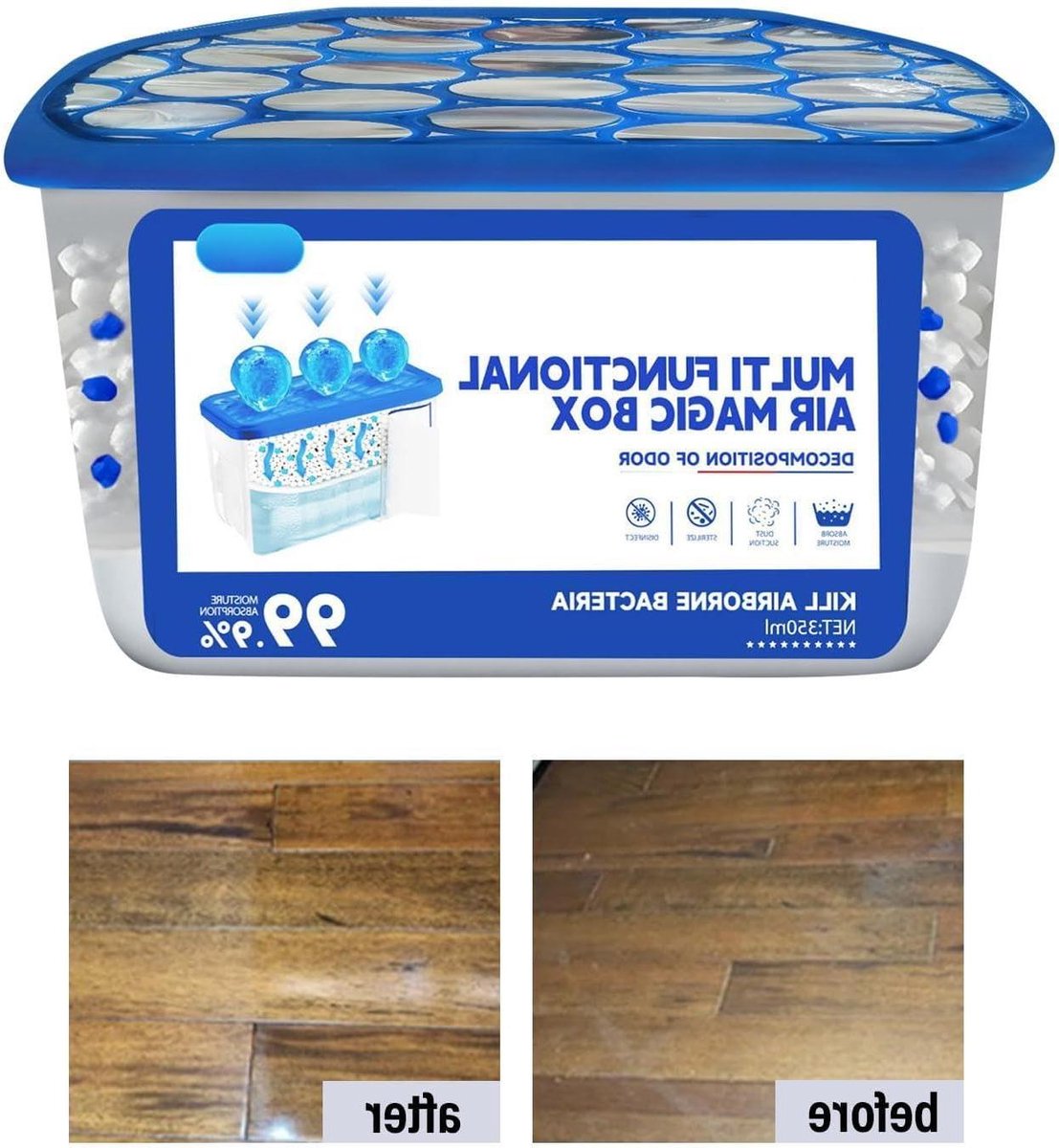 Luchtreiniger - Geurverwijderaar Stof - Frisse Binnenlucht - Passieve Luchtzuivering - 350 ml - Wit