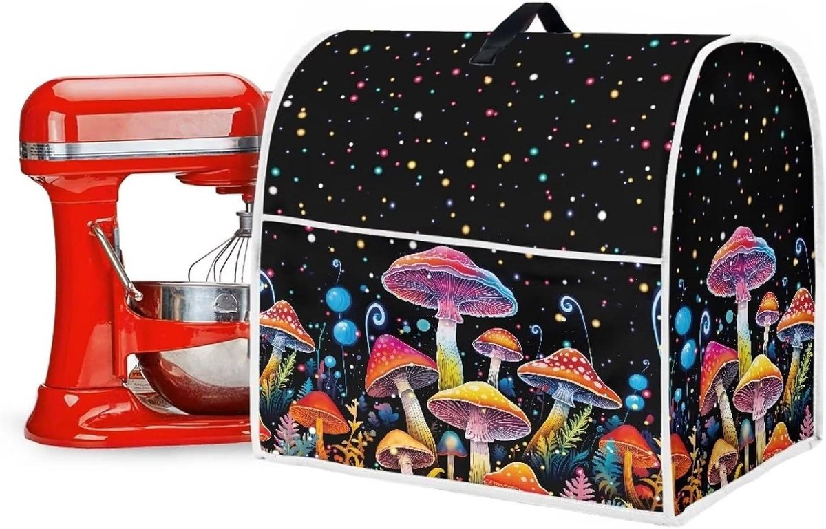 Standmixerhoes - Keukenmachinehoes Beschermhoes - Keuken Beschermen - Met Opbergvakken - 35cm x 27cm x 37cm - Mushroom Galaxy