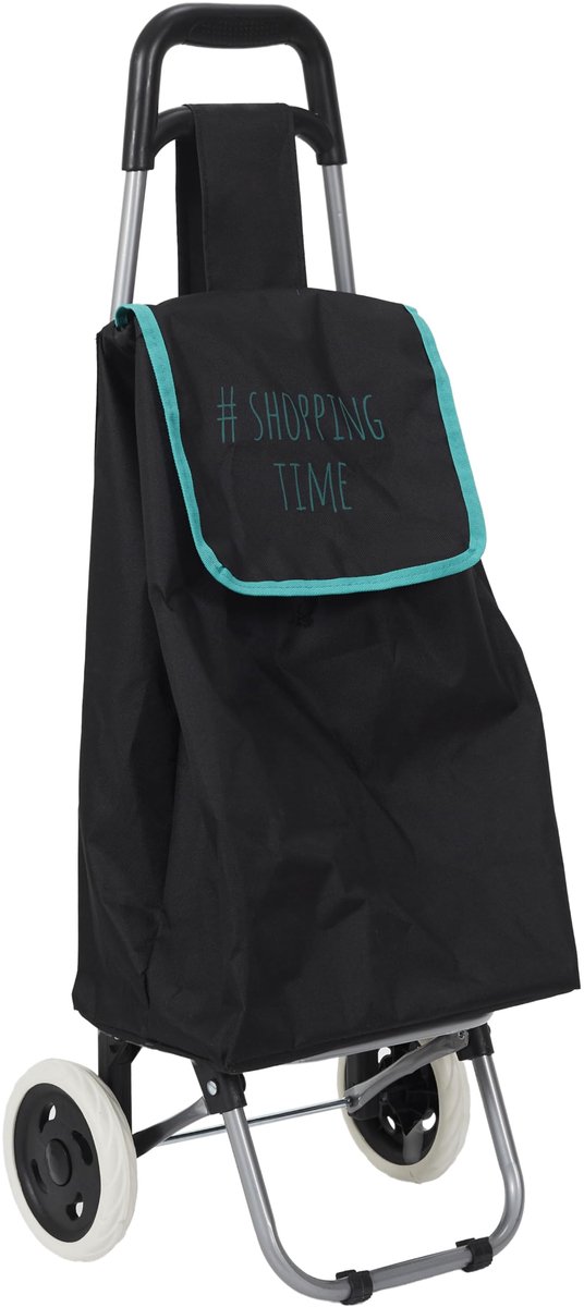 Winkelwagen twee wielen - origineel gekleurd zwart/turquoise/roze - geschikt voor dagelijks gebruik - SnelShoppen