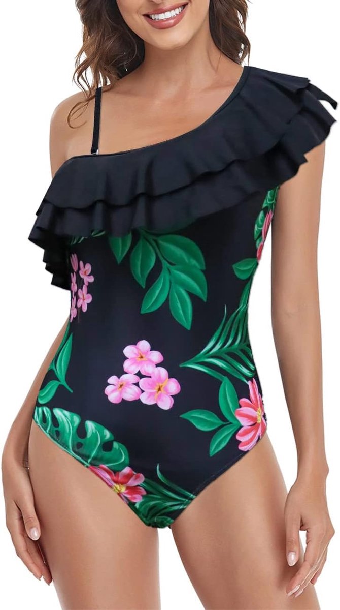 Eendelig badpak voor dames, met ruches, blote rug, strandbikini, elegante monokini, ruches