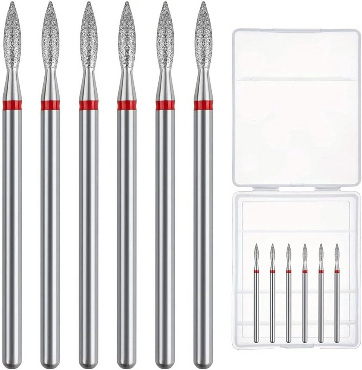 6 opzetstukken voor nagelslijper, tips van siliciumcarbide voor manicure, set met 6 frezen voor het vijlen en polijsten van natuurlijke en kunstnagels, lengte 4,5 cm, diameter 2,34 mm