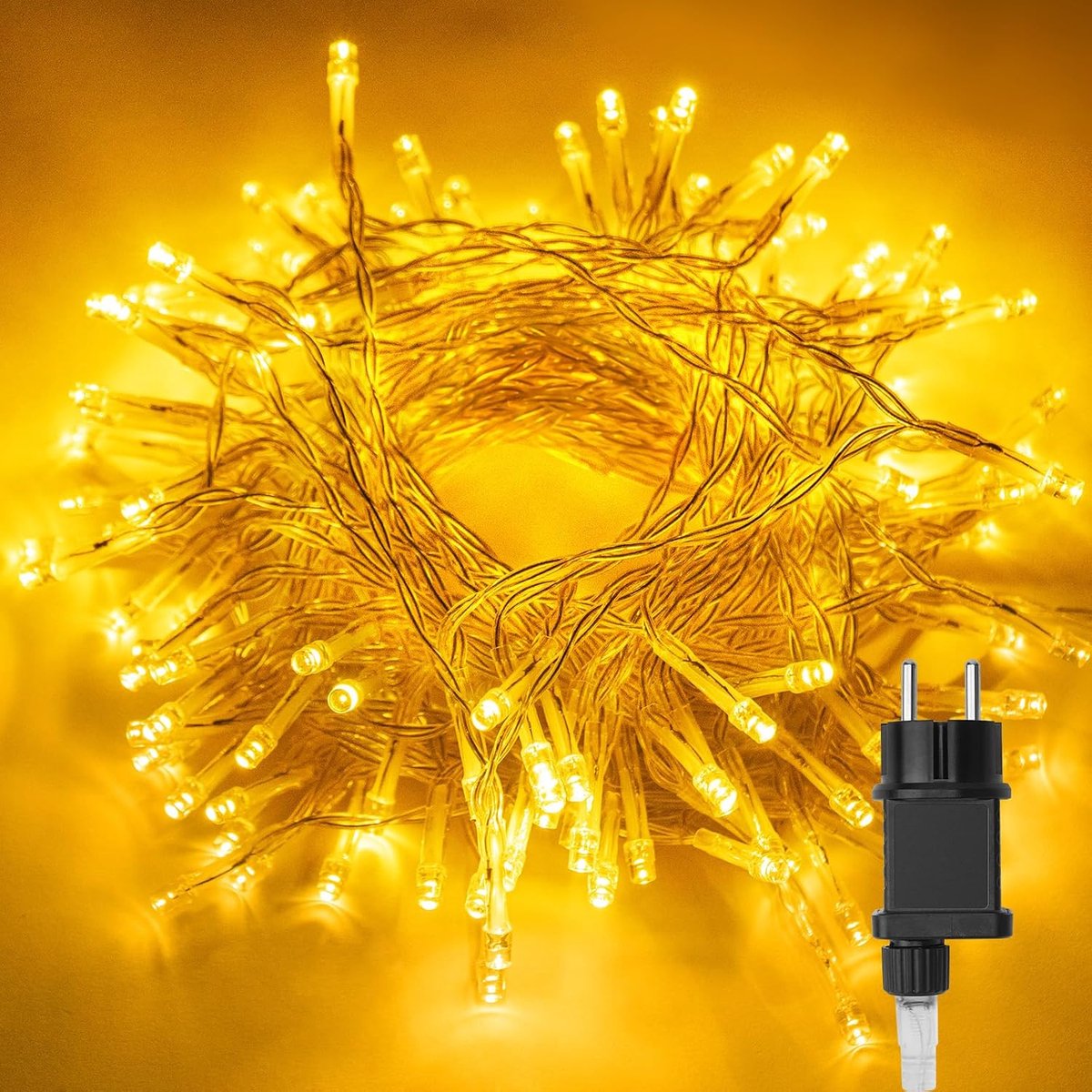 Binnen met stekker, 10 m, 80 leds, warmwit, | 8 modi, waterdicht, met timer, lichtketting voor buiten, decoratie voor Kerstmis, bruiloft, tuin, party, feeënverlichting