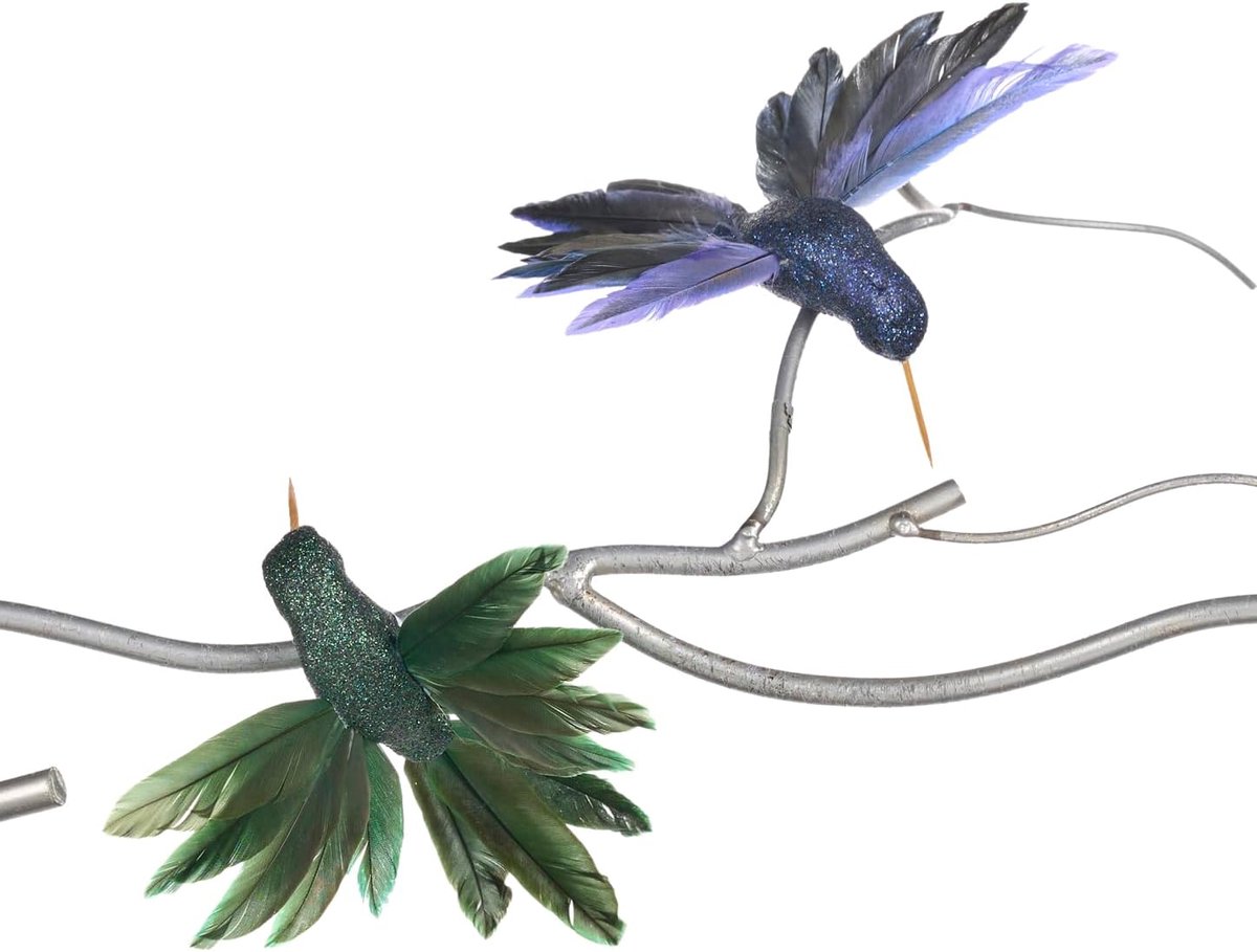 Kersthanger kolibrie op klif groen-blauw - set van 2 - sfeervolle decoratie - perfect voor kerstversiering - SnelShoppen