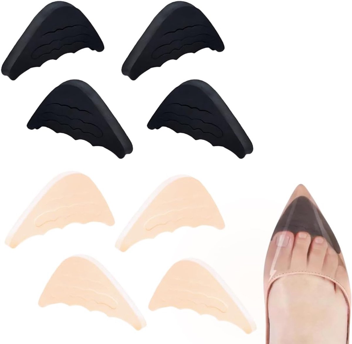 4 paar schoenvulers, brede inzetstukken, verstelbaar inzetstuk, voering, hiel, herbruikbare kleefpads voor voetversterking, geschikt voor de meeste schoenen, B