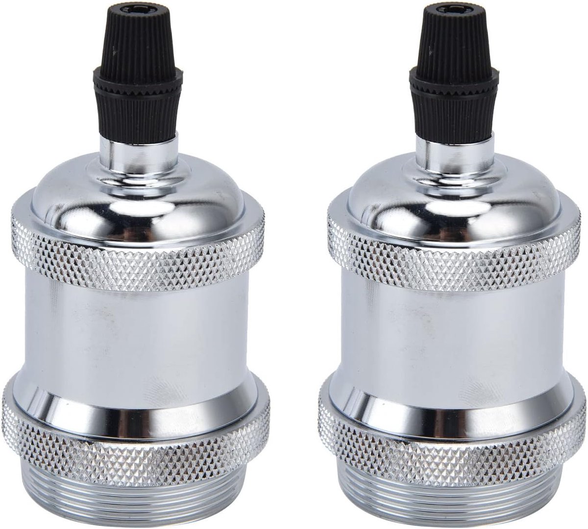 Lamp Socket Retro Aluminium Lamphouder DIY Accessoires voor E26/27 Vintage Lampen Nachtkastje,2 STKS E26/E27 Socket, Nachtkastje, Kantoor, Woonkamer(Zilver)