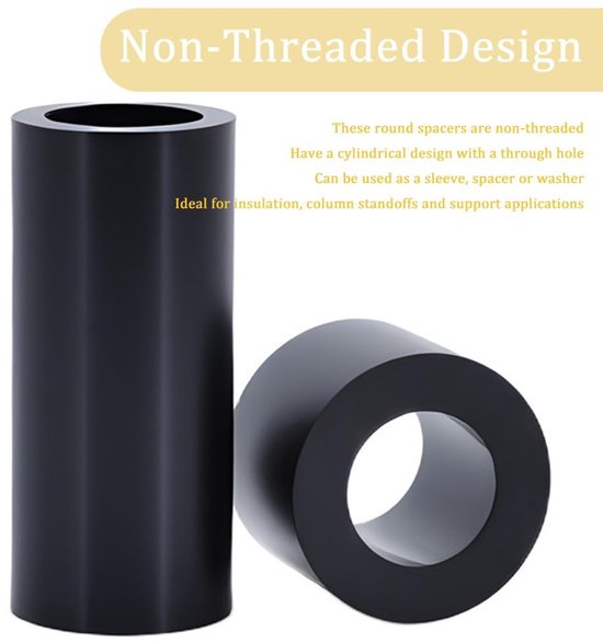 10 Pcs Kunststof Ronde Zwarte Afstandhouders - M8×14×25mm ABS Niet-Geschroefde Afstandhouders Isolatieafstandscilinders Ringen Bevestigingen Afstandsbussen Voor Schroeven — afbeelding 3