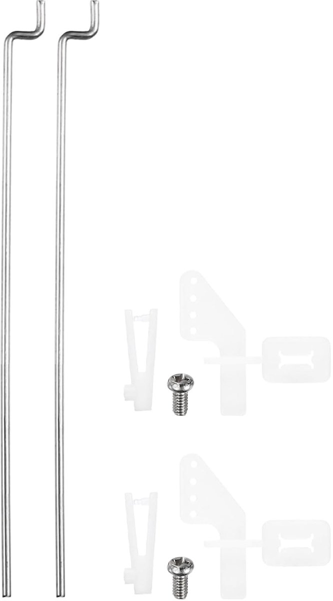 2 stuks 304 roestvrij staal 1x50mm Z stangen delen, 2 stuks nylon stuurhoorns voor DIY RC auto boot vliegtuig helikopter model vervanging, zilver