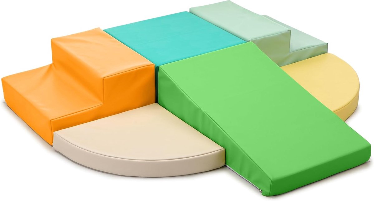 Set van 6 Schuimrubberen Klimblokken voor Kinderen: PU-leer Zachte Klimspeelgoed Speelset voor Kleine Kinderen - Montessori-speelgoed Grove motoriek Dubbele Ladderset
