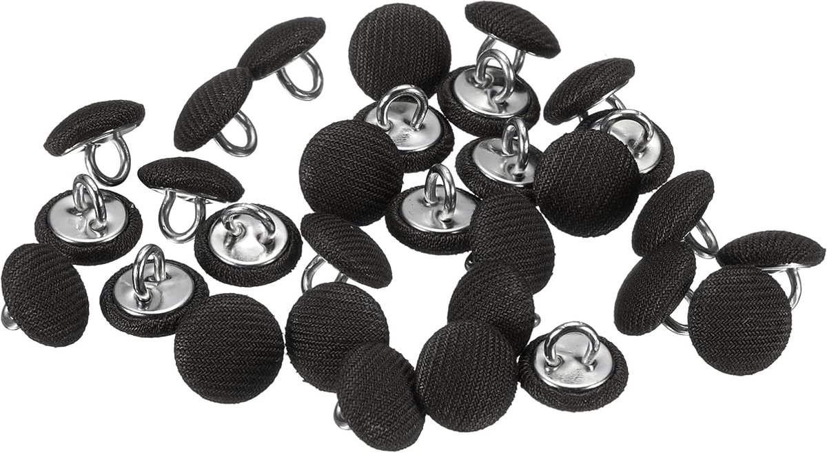 Knopen 10mm 3/8" ronde metalen knopen met satijnen knoop voor bruidsjurken, trouwpakken, blouses, truien, zwart