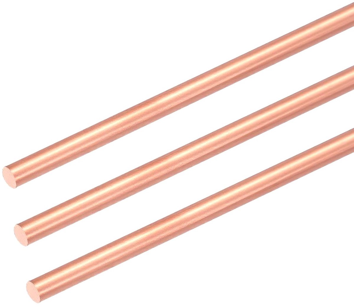 3 ronde staven van puur koper, 99,99%, diameter 3 mm, lengte 26 cm, koperen stangen om te draaien, ideaal voor handwerk, tuinieren, industrie en decoratie
