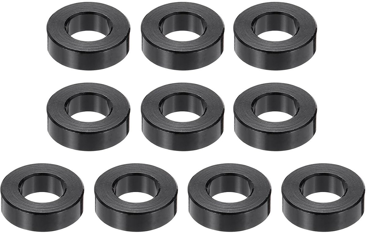 10 stuks M5 x 10 x 3 mm aluminium afstandhouders, ronde sluitringen, set afstandshulzen, ongetand metalen afstandhouders schroevenset voor auto-onderdelen, doe-het-zelf reparatie, zwart
