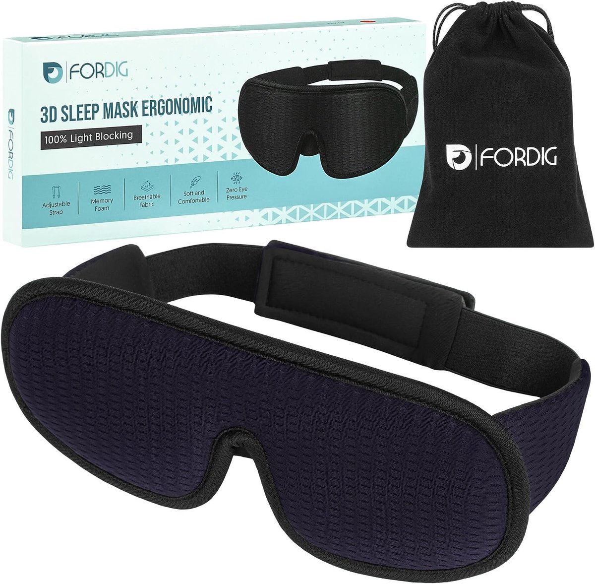 Ergonomisch 3D slaapmasker - 100% blackout - ademend traagschuim - ideaal voor ontspannen slaap - SnelShoppen
