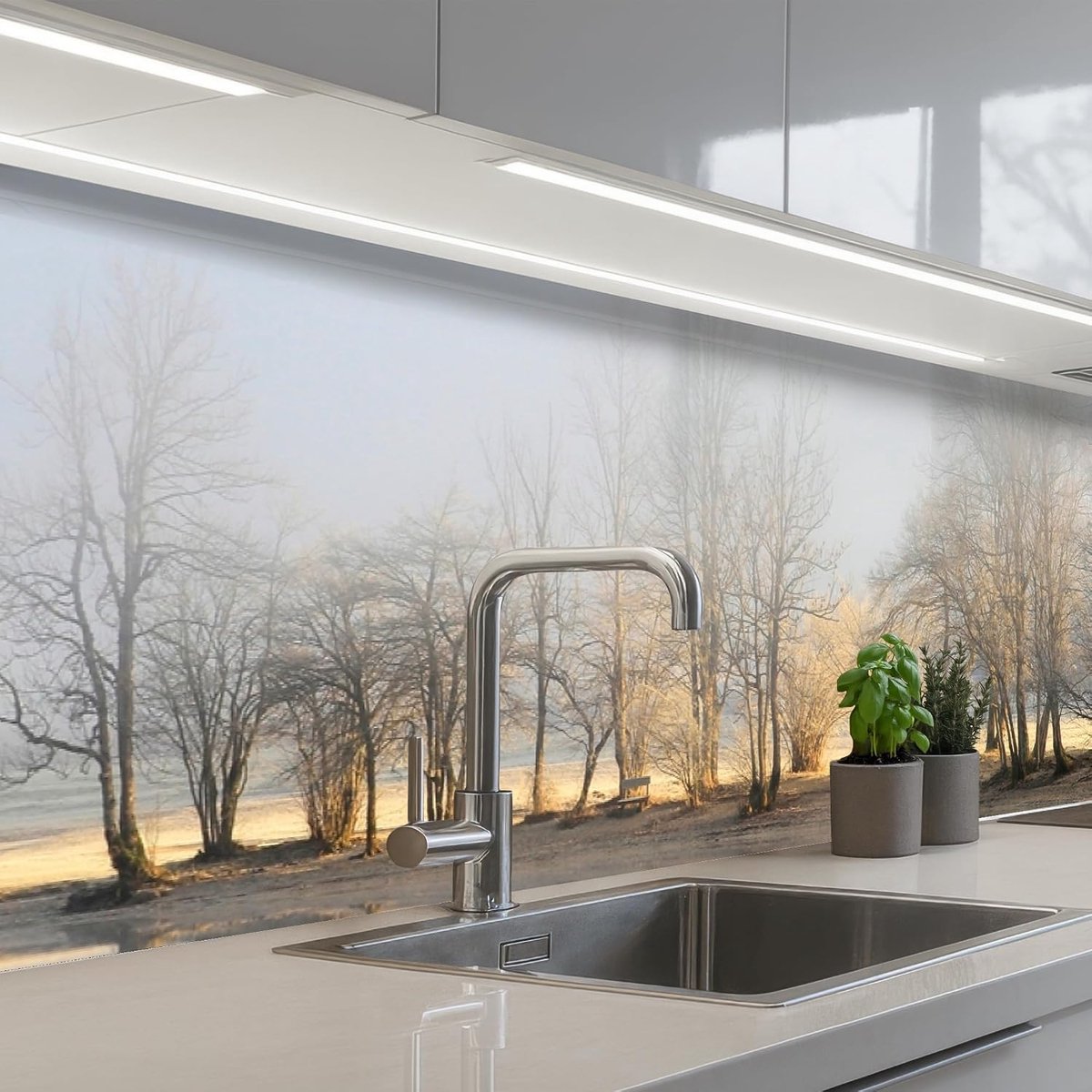 Keukenachterwand 80x300 cm zelfklevend keuken decoratie accessories home kitchen spatscherm Water - Bomen - Natuur - Landschap