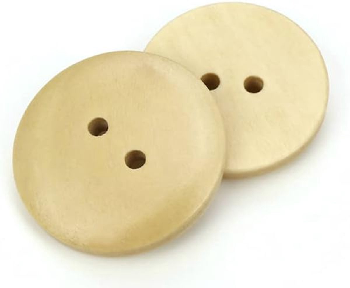 Knopen 28 mm rond natuur 2-gaats knop knopen houten knop voor naaien knutselen naaien scrapbooking jasknoppen ambachtelijke knopen twee-ochknopen helder