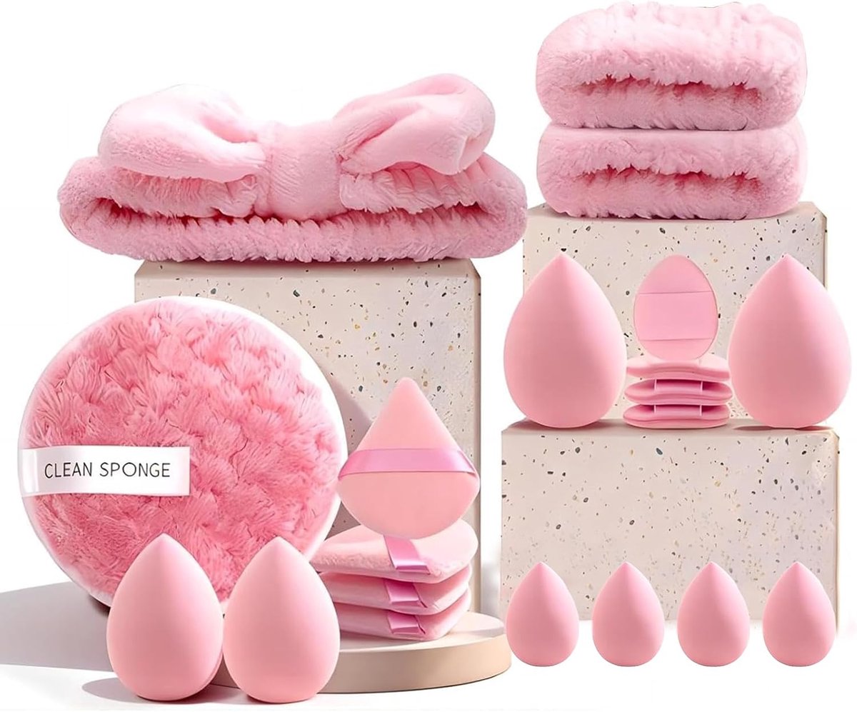 Set van 20 make-upsponzen, make-upsponzen, poederdons, kan droog of vochtig worden aangebracht, hoogwaardig schoonheidsgereedschap voor vloeistof, foundation, poeder, zonwering