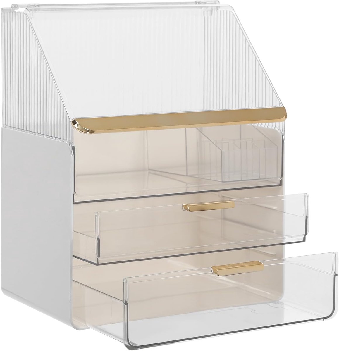Make-up organizer 3 lagen - wit - met lades en lippenstifthouder - overzichtelijke opslag voor cosmetica - SnelShoppen