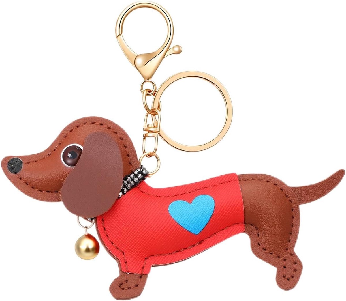 sleutelhanger, schattige hondensleutelhanger van PU-leer met geluksbrengerdesign, teckel, cadeau voor vrouwen, mannen en kinderen
