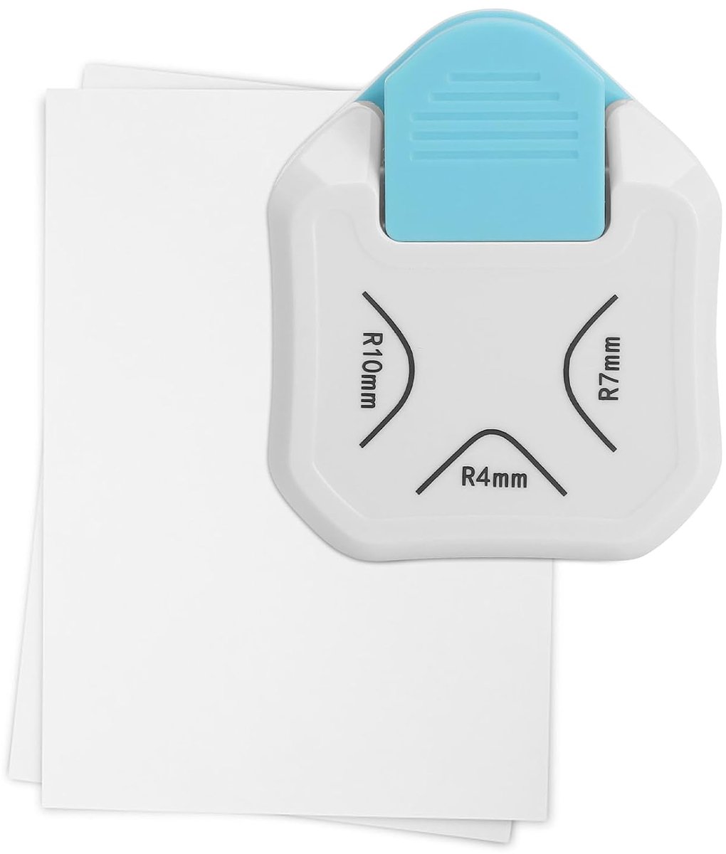 3-in-1 hoekpons, hoekafronder voor papier, hoekronder met 4 mm, 7 mm, 10 mm, hoeksnijder voor lamineerfolie, kaarten, foto's, scrapbooking en fotoalbum, wit