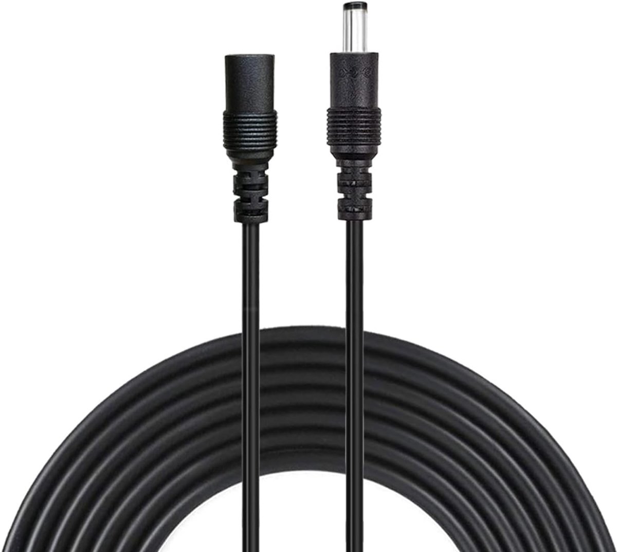 3m/9.8ft DC verlengkabel 2,1mm / 5,5mm mannelijk naar vrouwelijk connector, DC voedingskabel verlengkabel voor voedingsadapter, 12V CCTV draadloze IP-camera, monitors, LED, auto - zwart