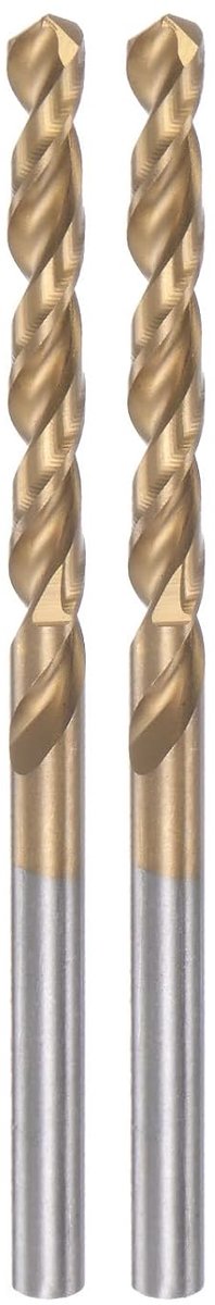 Sourcing map 2 stuks spiraalboren, 4,1 mm, titanium gecoat (HSS-E), M42, hogesnelheidsstaal, 8% kobalt, rechte schacht voor roestvrij staal, aluminium, metaallegering