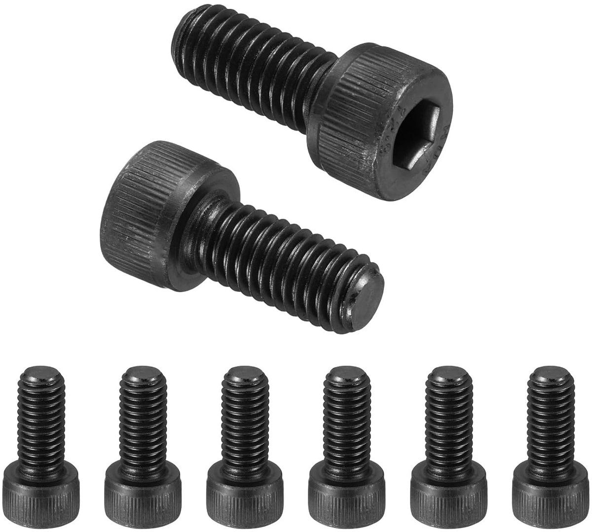 25 stuks M8 x 18 mm zeskantschroeven, 12,9 graden koolstofstaal, schroevenset, zwart oxide assortiment, machineschroeven, volledige schroefdraad voor reparatie