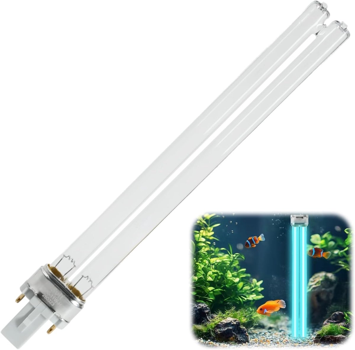 11W G23 PLS UVC reservelamp met inductief voorschakelapparaat, 253,7 nm UV-sterilisatie, voor vijverzuiveraar, UVC-filter, tegen bacteriën, algen, aquarium, vijver, waterreiniging