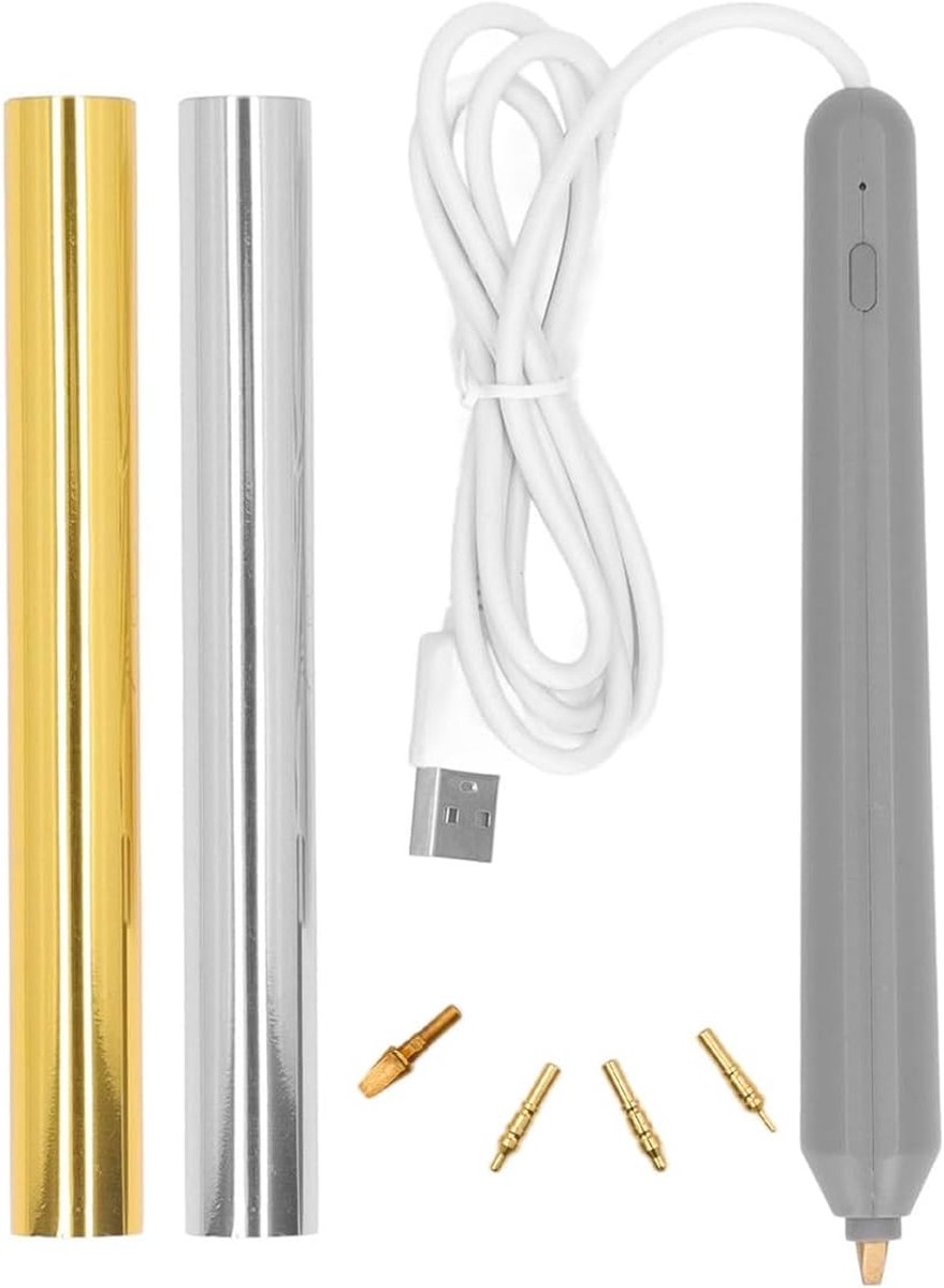 Foil Pen USB Hot Embossing Stamping Pen Foil Quill Starter Kit met 4 tips voor scrapbooking, kaarten maken, hout