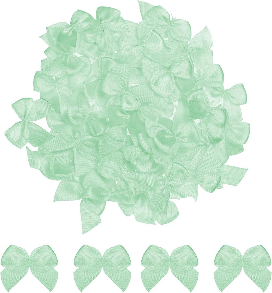 Strikken van lint, 2,5 cm, mini-stof, satijn, bloemen, strikken voor handwerk, doe-het-zelf, naaien, bruiloft, verjaardag, feest, groen