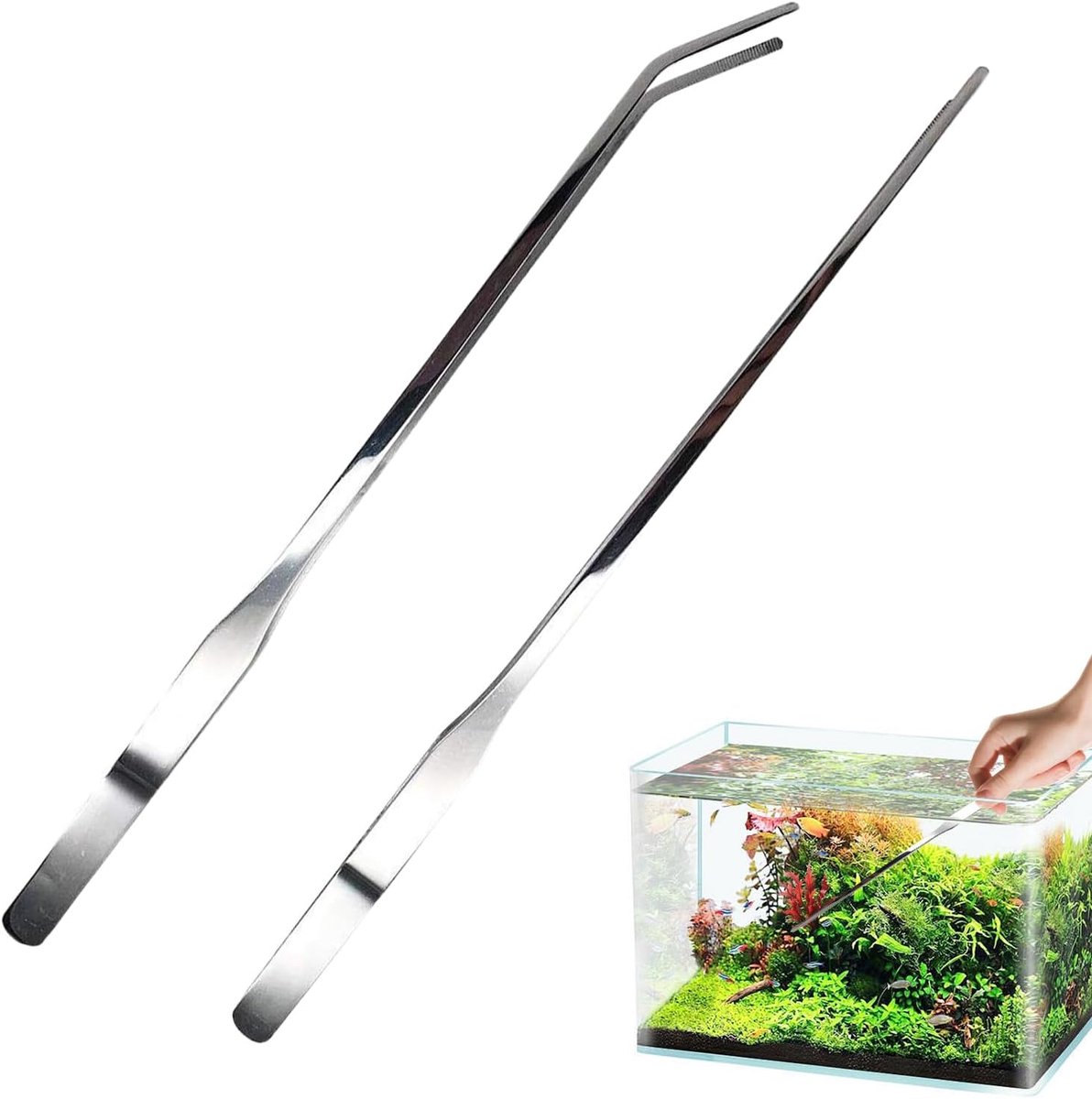 Pincet voor reptielenvoeding, roestvrijstalen voertang voor reptielen, 27 cm lange tang met gebogen uiteinden, zilver voor terrariumbehuizing, gekko-schildpad Axolotl bebaarde luipaardhagedis