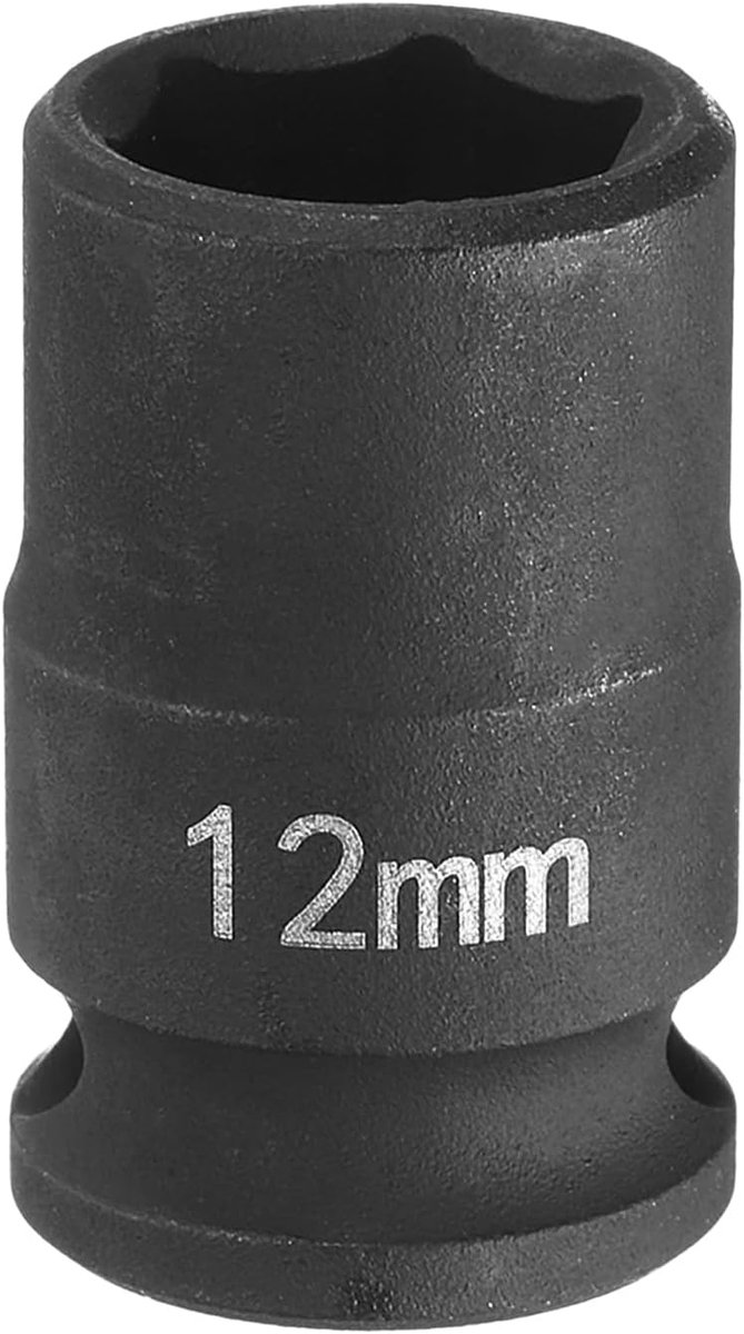 Deep Impact Socket 3/8" Square Drive van 12 mm metrisch 6-punts dopsleutel 30 mm (1,18") lang CR-MO staal industriële kwaliteit flip-dopsleutel voor huis auto reparatie, zwart