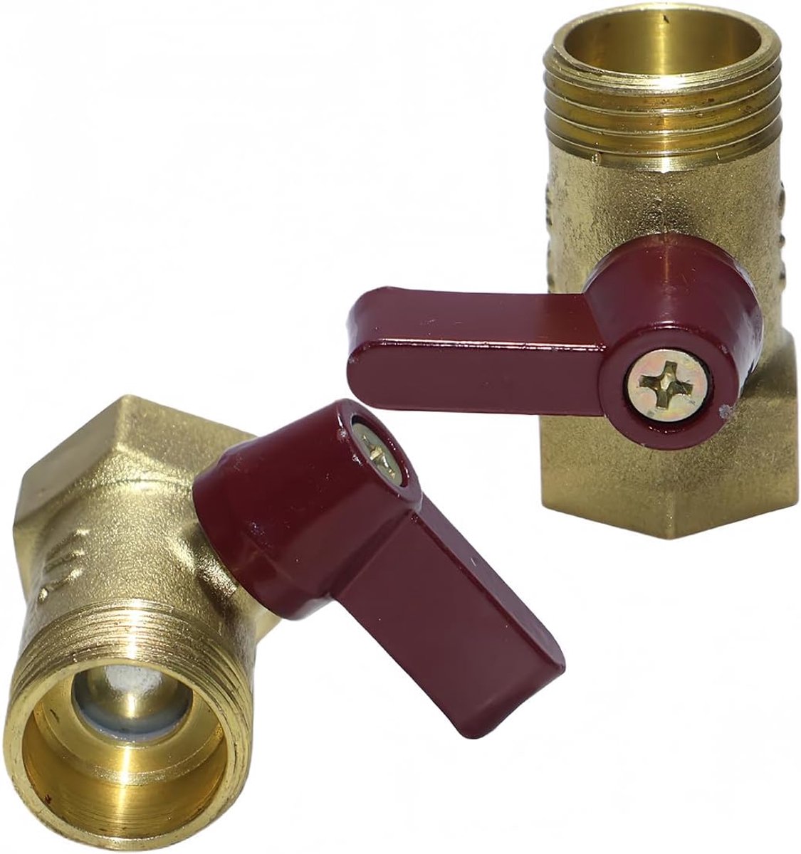 2 PCs messing waterterugslagklep, 1 / 2-inch interne en externe draad rechte handgreep kogelklep voor keuken, badkamer, toilet