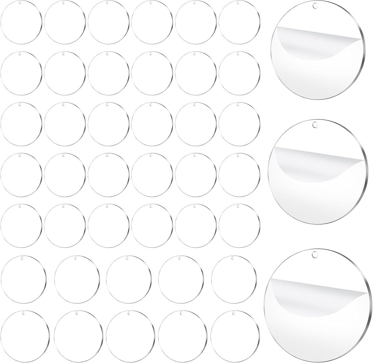 40 stuks acryl ornament blanks, duidelijke ronde schijven met gaten | (3 maten: 1,97/2,95/3,94 inch) voor kerstdecoratie, doe-het-zelf ambachten, graveren en schilderen
