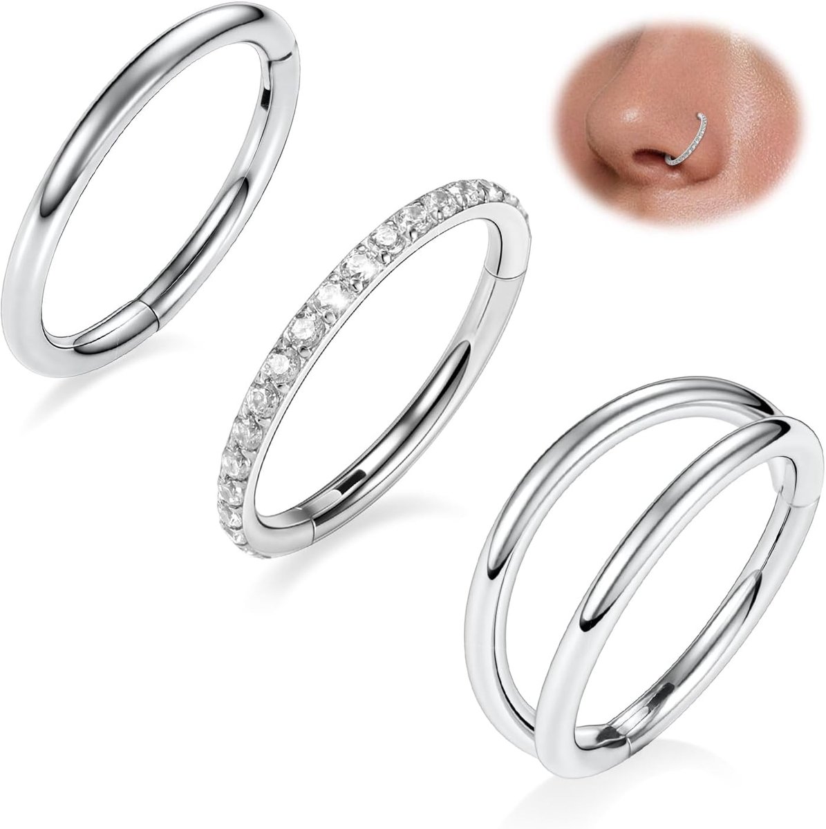 3 stuks neuspiercings helix piercings septum piercing conch piercing daith piercing tragus piercing roken piercing chirurgisch staal 20G 18G 16G
