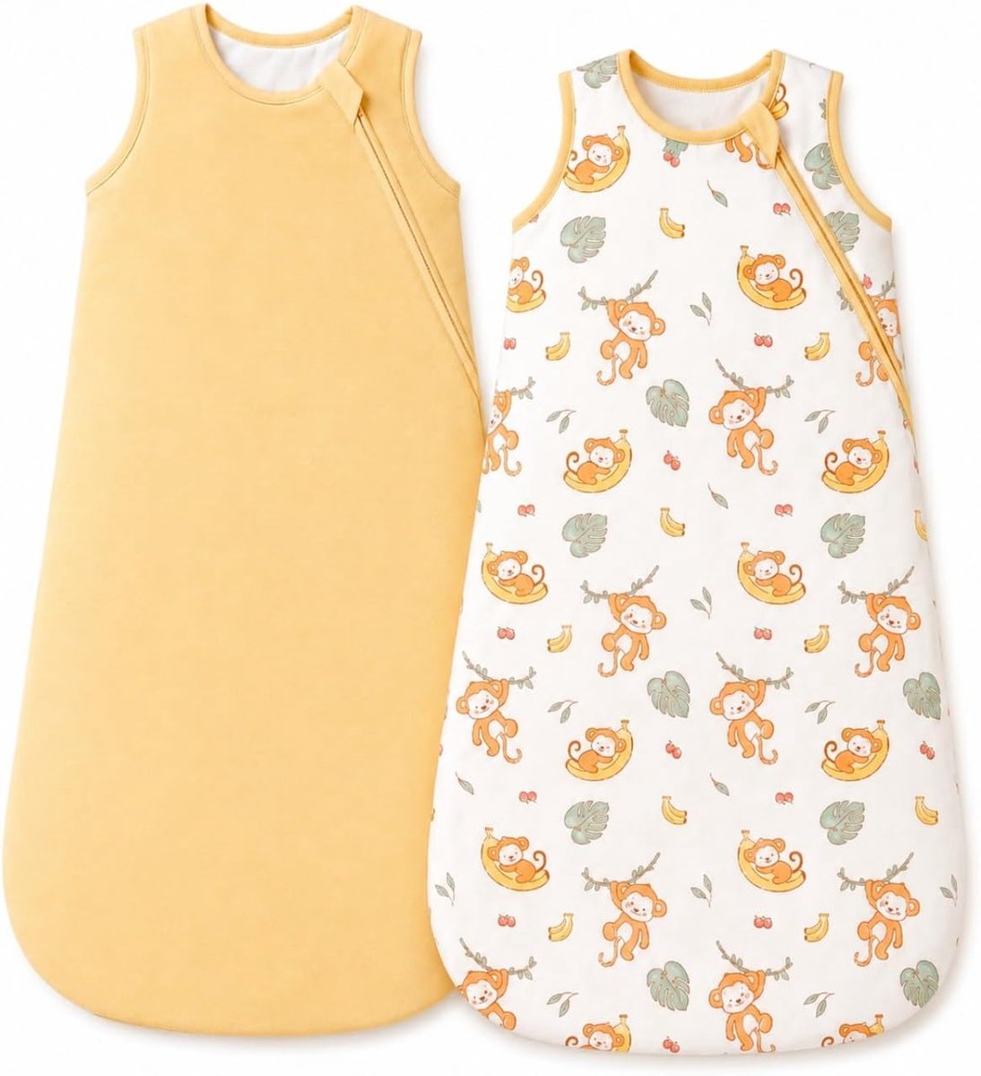 Baby slaapzak 1.5 Tog - Set van 2 met J-vormige dubbele rits - Dubbel laags met 50 g vulling - SnelShoppen