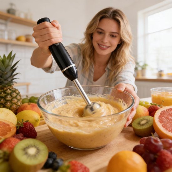 Dompel Blender - Handmixer Keukenapparaat - Eten Bereiden - Afneembare Mixvoet - 38 cm - Multicolor — afbeelding 4