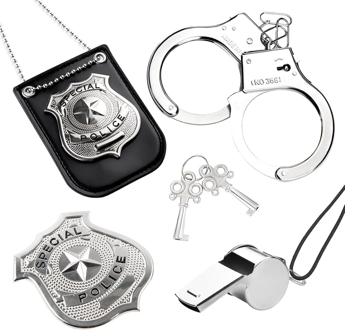 Politie kostuum accessoires set - 5-delige handboeien en insignes - ideaal voor verkleedpartijen - SnelShoppen