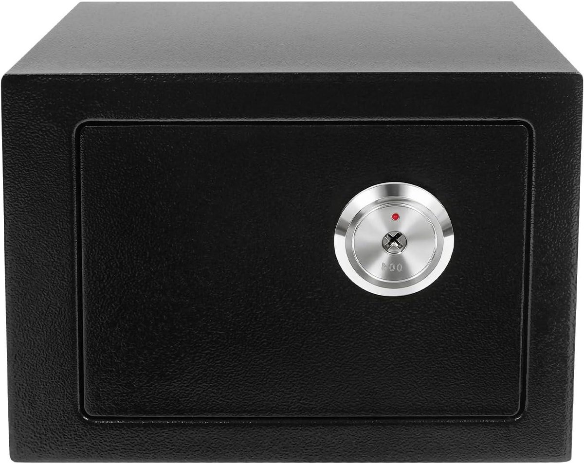 Wandkluis met Sleutel - Stalen Kluis Mini Safe - Waardevolle Spullen Opbergen - Robuuste Staalconstructie 1.7mm - 4.6 Liter - Zwart