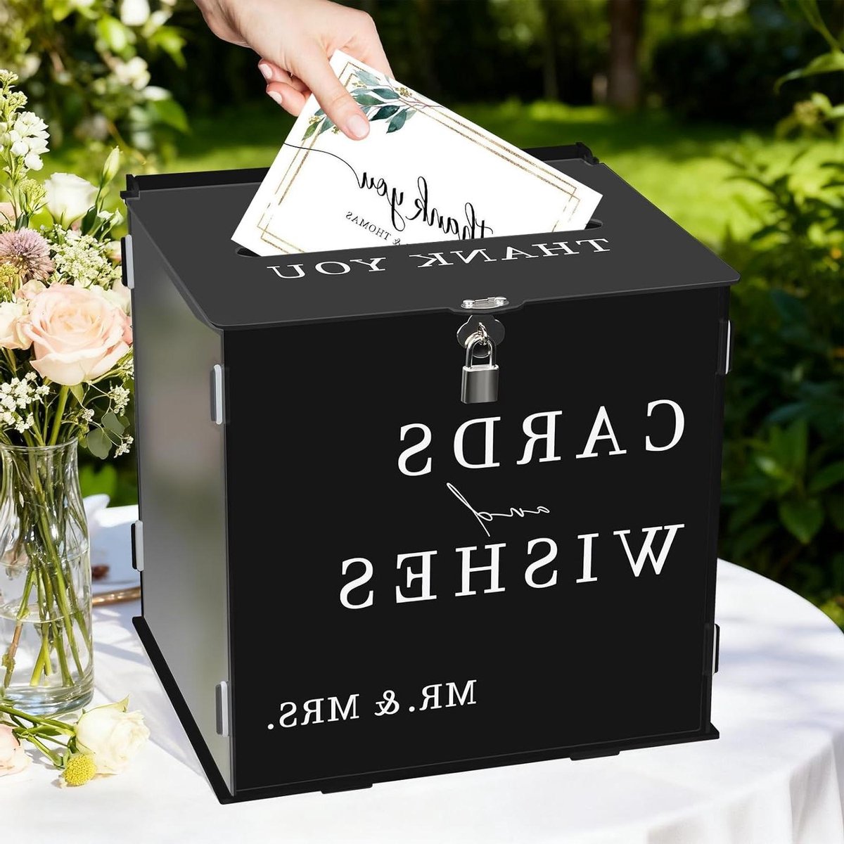 Bruiloftskaart Doos - Gastenboek Kaartenhouder - Feest Organiseren - Met Slot en Sleuf - 26 x 22 x 25.5 cm