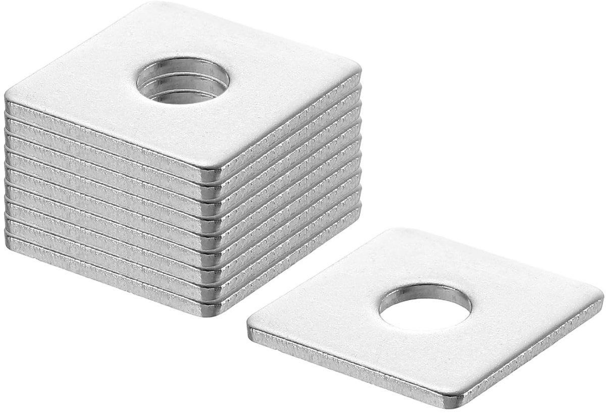 Vierkante sluitringen, M8 x 25 x 25 x 2 mm, 304 roestvrij staal, afdichtringen, zilverwit, vierkante schijven, platte sluitringen voor schroeven, moeren, schroefdraadstang