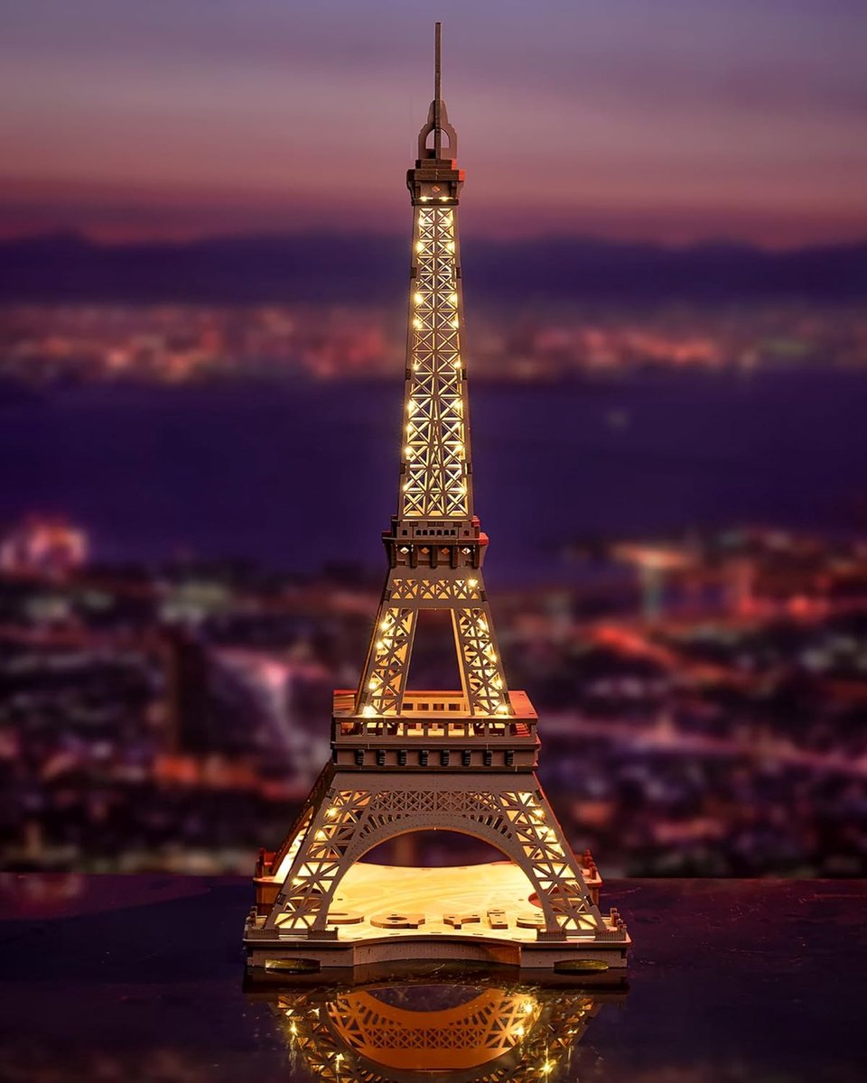 3D-puzzels Nacht van de Eiffeltoren, bouwpakketten, houten modellen, bouwpakketten voor volwassenen, houten decoupeerzagen met ledverlichting