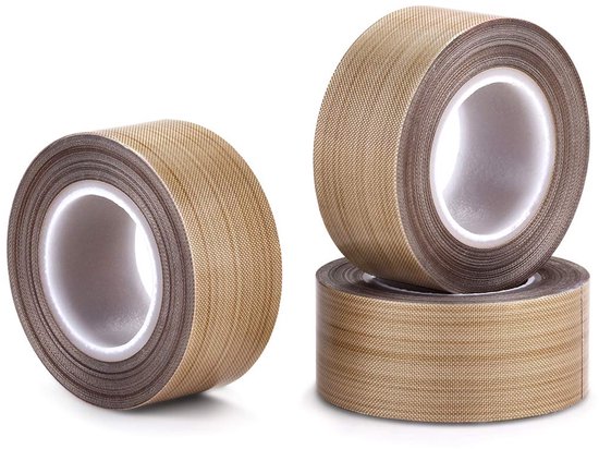 100% kwaliteit Assurance; PTFE gecoat glasvezel teflon tape, hoge temperatuur tape; Drying Conveyor Belt; Welding Sealing Tape; -196°C - 300°C 25mm x 12yards x 0.18mm Brown 1 — afbeelding 5